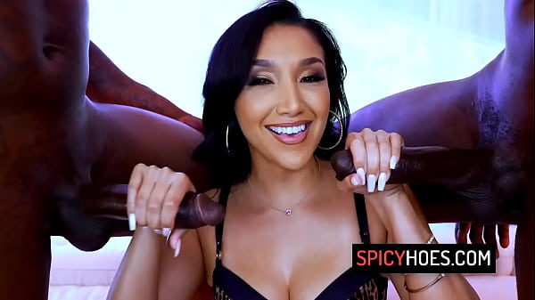 Curvy latina milf Vicki Chase gets DPed by two black studs