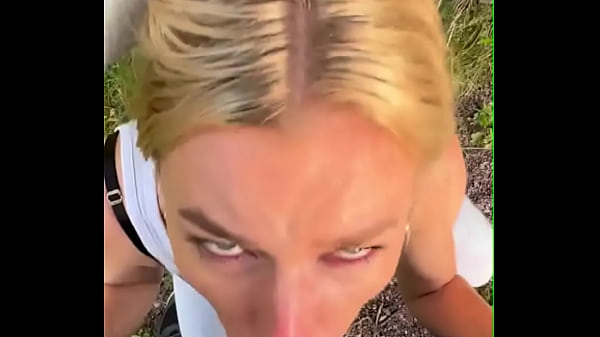 blonde slut facefucked outside