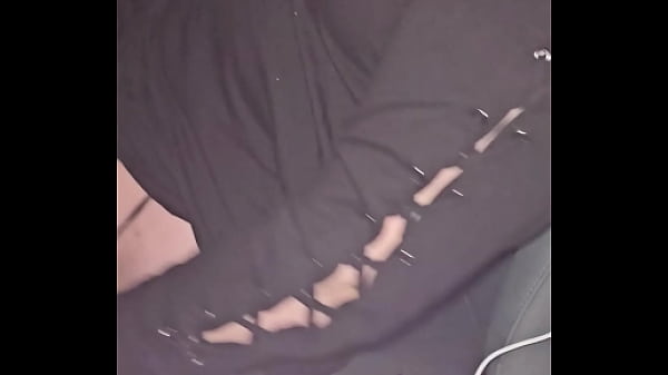 Wife shows pussy lips in black thong