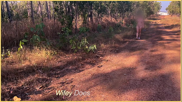 Wife walks nude filming herself outdoors