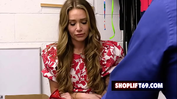 Blonde shoplifter milf Athena Anderson fucked by horny security guard