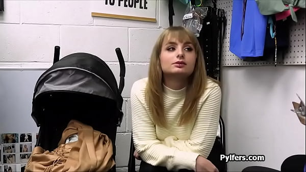 Busty blonde tries stolen dildo and sucks officers dick