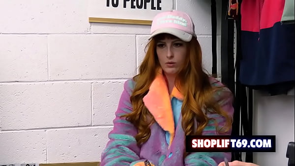 Busty redhead milf Alex Harper rides on security guard’s cock for stealing lingerie at the store