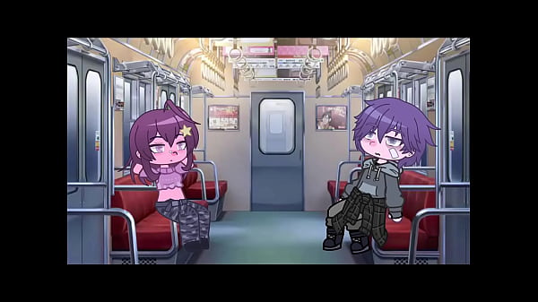 Boy and girl dominate each other in the subway