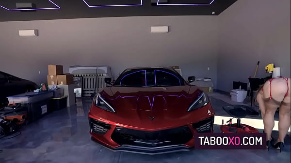 Hot stepmom dressed in a red lingerie getting fucked on her stepson’s new car – Cory Chase