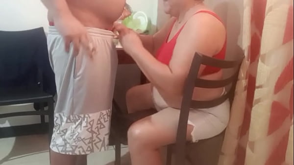 I make my mature teacher’s whore suck my cock