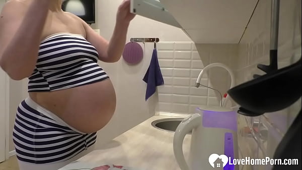 Pregnant Cheating Wife Sucks Her Neighbor’s Cock in the Kitchen