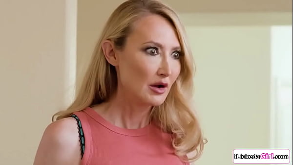 Big tits Stepmom and stepdaughter scissoring on the pillow