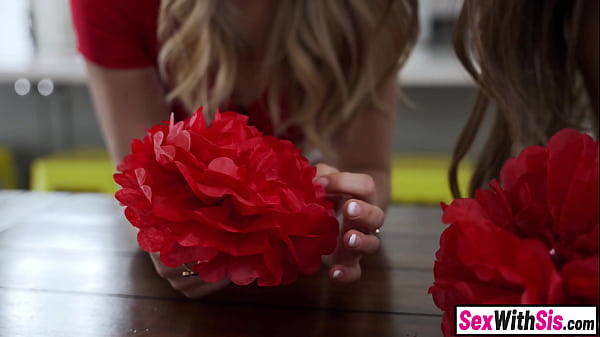 Big tits teen stepsis and big ass blonde MILF fuck horny stepbro